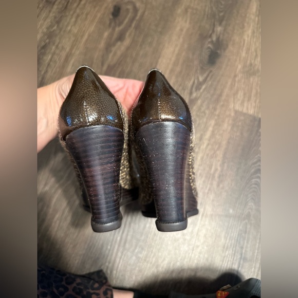 SPERRY Top-Sider 'Silverside' brown BOW open-toe platforms wedges size 8 - Picture 6 of 13